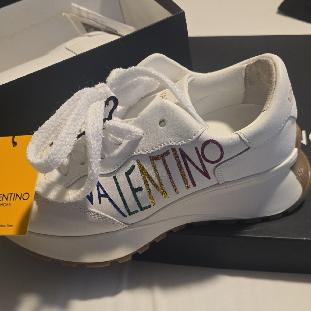 Valentino  White Sneakers with Multicolor Logo